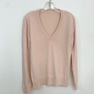 J Crew Blush V-Neck Summer Weight Cotton Sweater Sz M